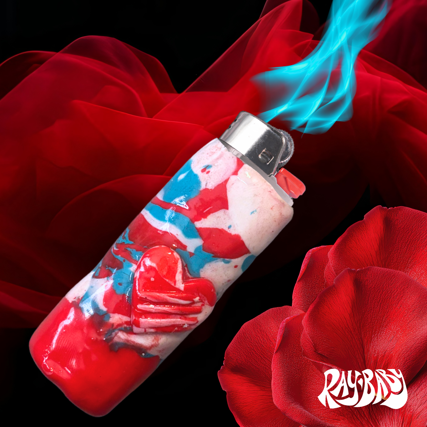 Turquoise & Red Lighter Case