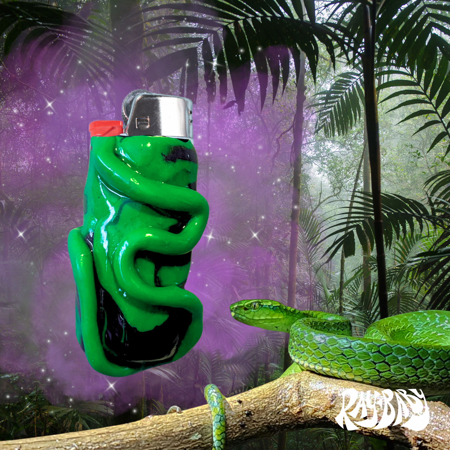 Green Swirl Mini Lighter Case