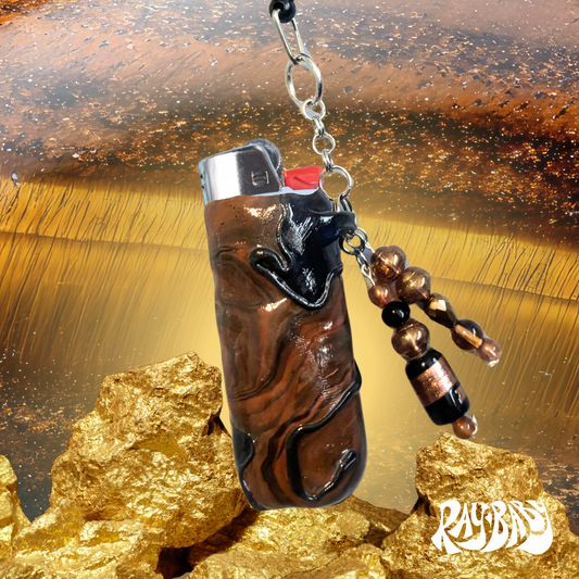 Tigers Eye Lighter Case with Lighter Leash