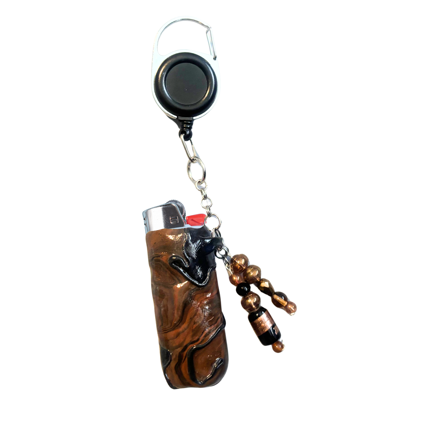 Tigers Eye Lighter Case with Lighter Leash